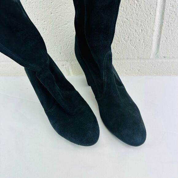Stuart Weitzman Highland Over The Knee Boots Black Suede Heeled Sz 5.5 - Picture 8 of 13